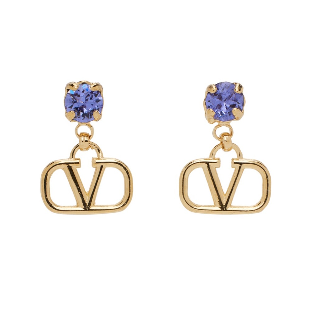 Valentino Garavani Gold & Purple VLogo Signature Earrings